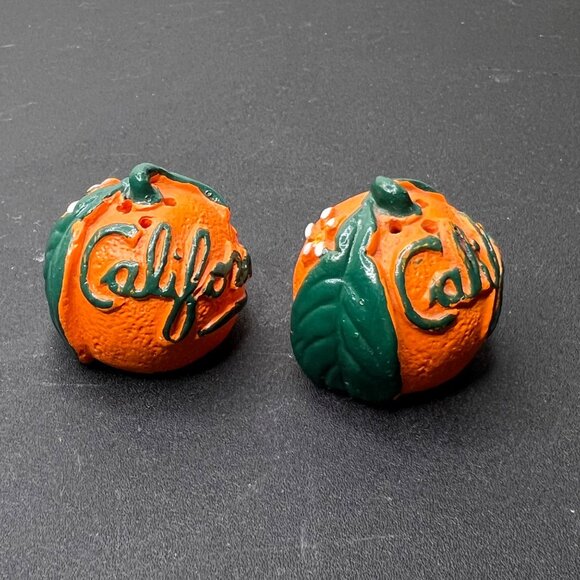 VTG California Orange Salt & Pepper Shakers Hand-Painted Ceramic Collectibles - Picture 5 of 10